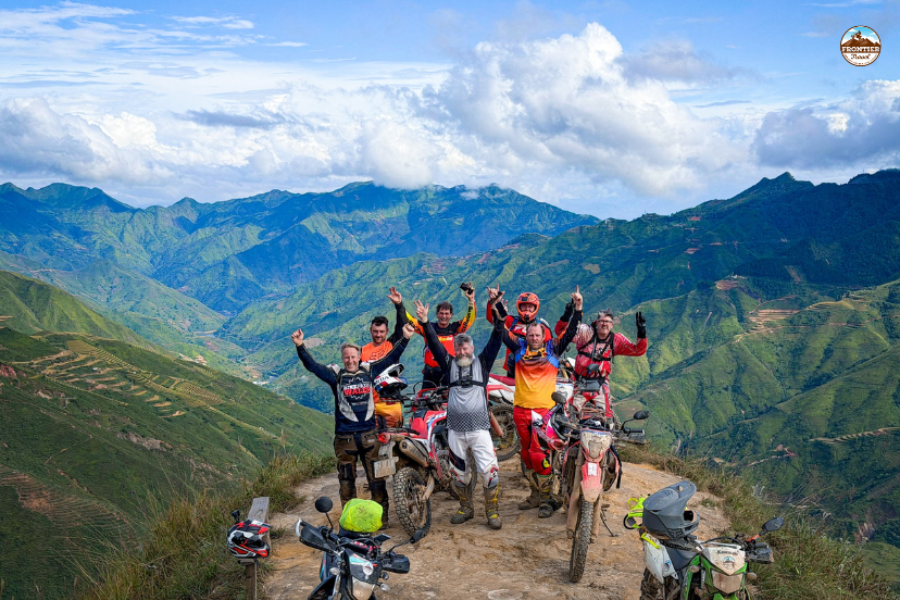 Motorbike tour crossing rural villages in Northern Vietnam